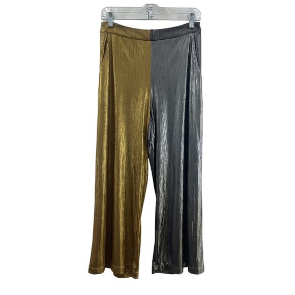 AKIRA Women's Metallic Silver & Gold Harem Baggy Pants, M, Polyester, Preowned - Picture 1 of 5